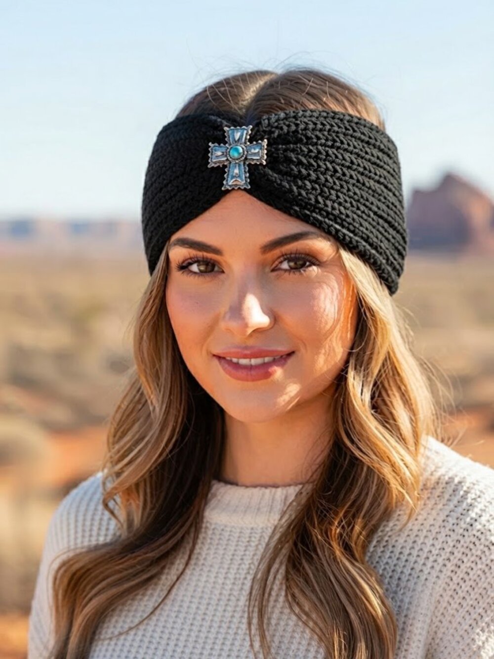 Ladies Cross Knitted Winter Headband - Picture 4 of 5